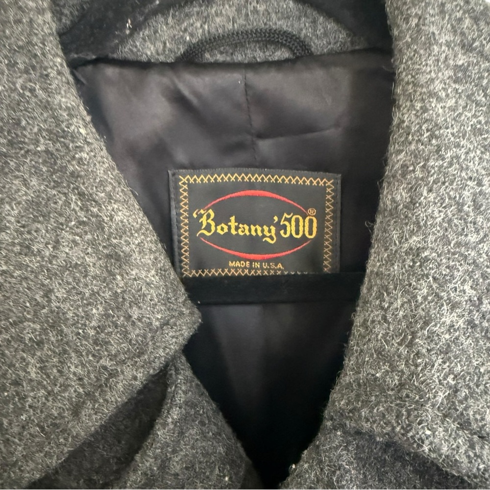 Botany 500 Long Wool Trench Coat Mens 42 Lined Belted Double Breasted Vintage - Picture 3 of 9